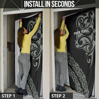 All Black Maori Tribal Tattoo Personalised Door Cover Moss Green Polynesian Style - Polynesian Pride