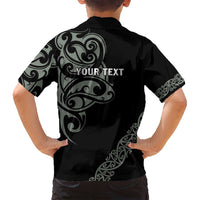 All Black Maori Tribal Tattoo Personalised Family Matching Long Sleeve Bodycon Dress and Hawaiian Shirt Moss Green Polynesian Style - Polynesian Pride