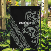 All Black Maori Tribal Tattoo Personalised Garden Flag Moss Green Polynesian Style - Polynesian Pride
