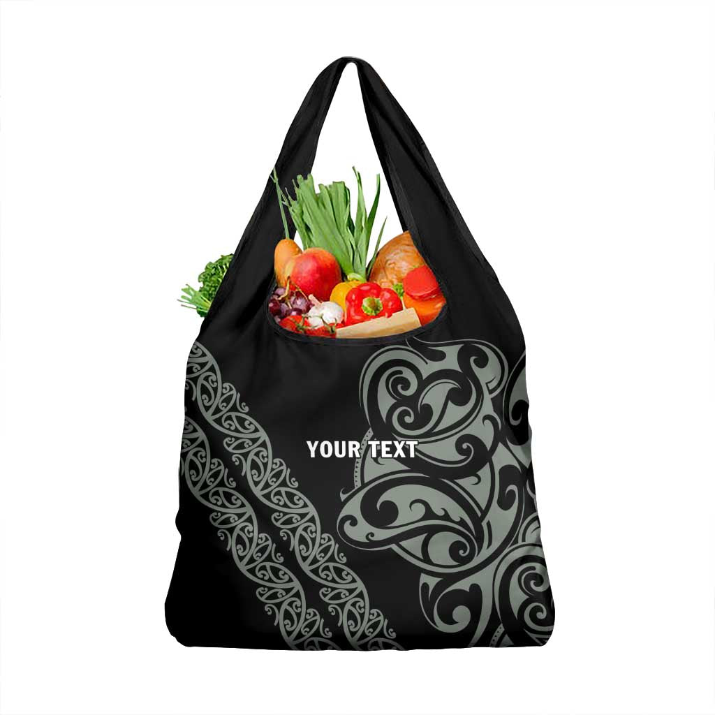 All Black Maori Tribal Tattoo Personalised Grocery Bag Moss Green Polynesian Style - Polynesian Pride