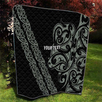 All Black Maori Tribal Tattoo Personalised Quilt Moss Green Polynesian Style - Polynesian Pride