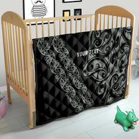 All Black Maori Tribal Tattoo Personalised Quilt Moss Green Polynesian Style - Polynesian Pride