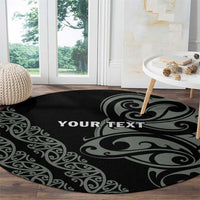 All Black Maori Tribal Tattoo Personalised Round Carpet Moss Green Polynesian Style - Polynesian Pride