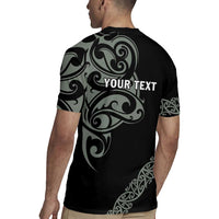 All Black Maori Tribal Tattoo Personalised Rugby Jersey Moss Green Polynesian Style - Polynesian Pride