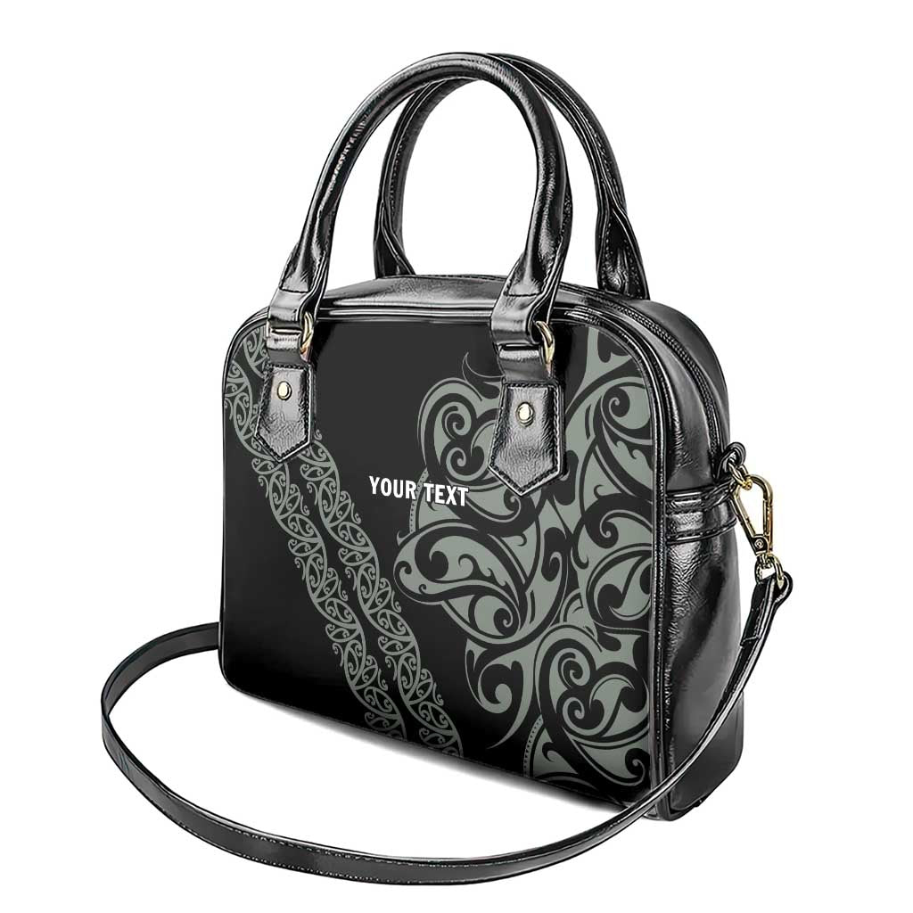 All Black Maori Tribal Tattoo Personalised Shoulder Handbag Moss Green Polynesian Style - Polynesian Pride