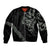 All Black Maori Tribal Tattoo Personalised Sleeve Zip Bomber Jacket Moss Green Polynesian Style - Polynesian Pride
