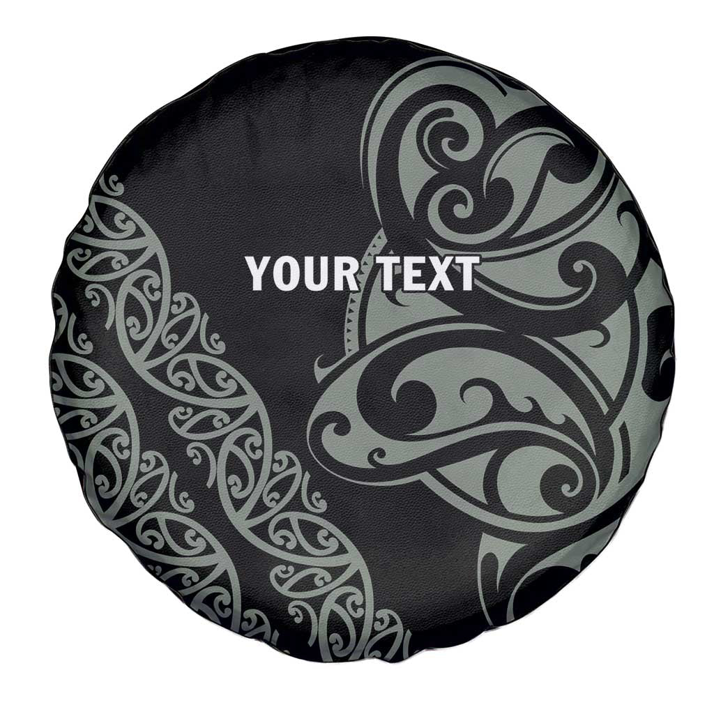 All Black Maori Tribal Tattoo Personalised Spare Tire Cover Moss Green Polynesian Style - Polynesian Pride
