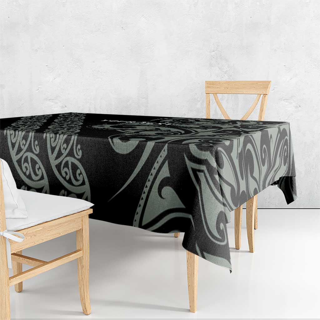 All Black Maori Tribal Tattoo Personalised Tablecloth Moss Green Polynesian Style - Polynesian Pride