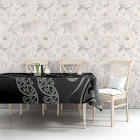 All Black Maori Tribal Tattoo Personalised Tablecloth Moss Green Polynesian Style - Polynesian Pride
