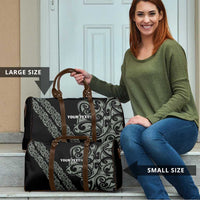 All Black Maori Tribal Tattoo Personalised Travel Bag Moss Green Polynesian Style - Polynesian Pride