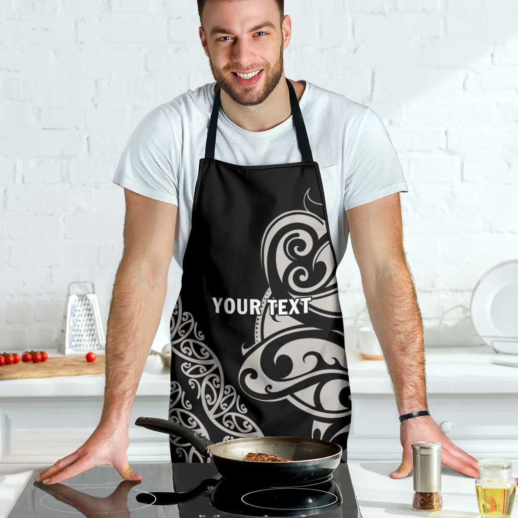 All Black Maori Tribal Tattoo Personalised Apron Stone Gray Polynesian Style - Polynesian Pride