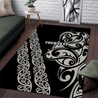 All Black Maori Tribal Tattoo Personalised Area Rug Stone Gray Polynesian Style - Polynesian Pride