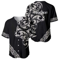 All Black Maori Tribal Tattoo Personalised Baseball Jersey Stone Gray Polynesian Style - Polynesian Pride