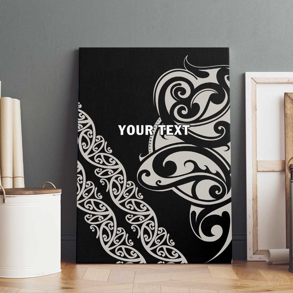 All Black Maori Tribal Tattoo Personalised Canvas Wall Art Stone Gray Polynesian Style - Polynesian Pride