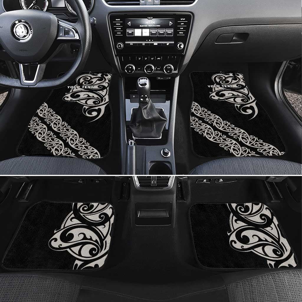 All Black Maori Tribal Tattoo Personalised Car Mats Stone Gray Polynesian Style - Polynesian Pride