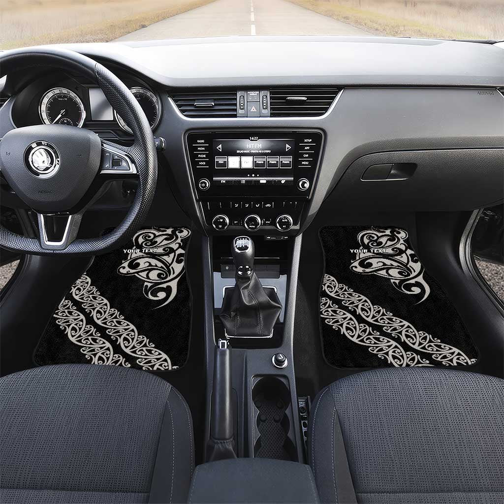 All Black Maori Tribal Tattoo Personalised Car Mats Stone Gray Polynesian Style - Polynesian Pride