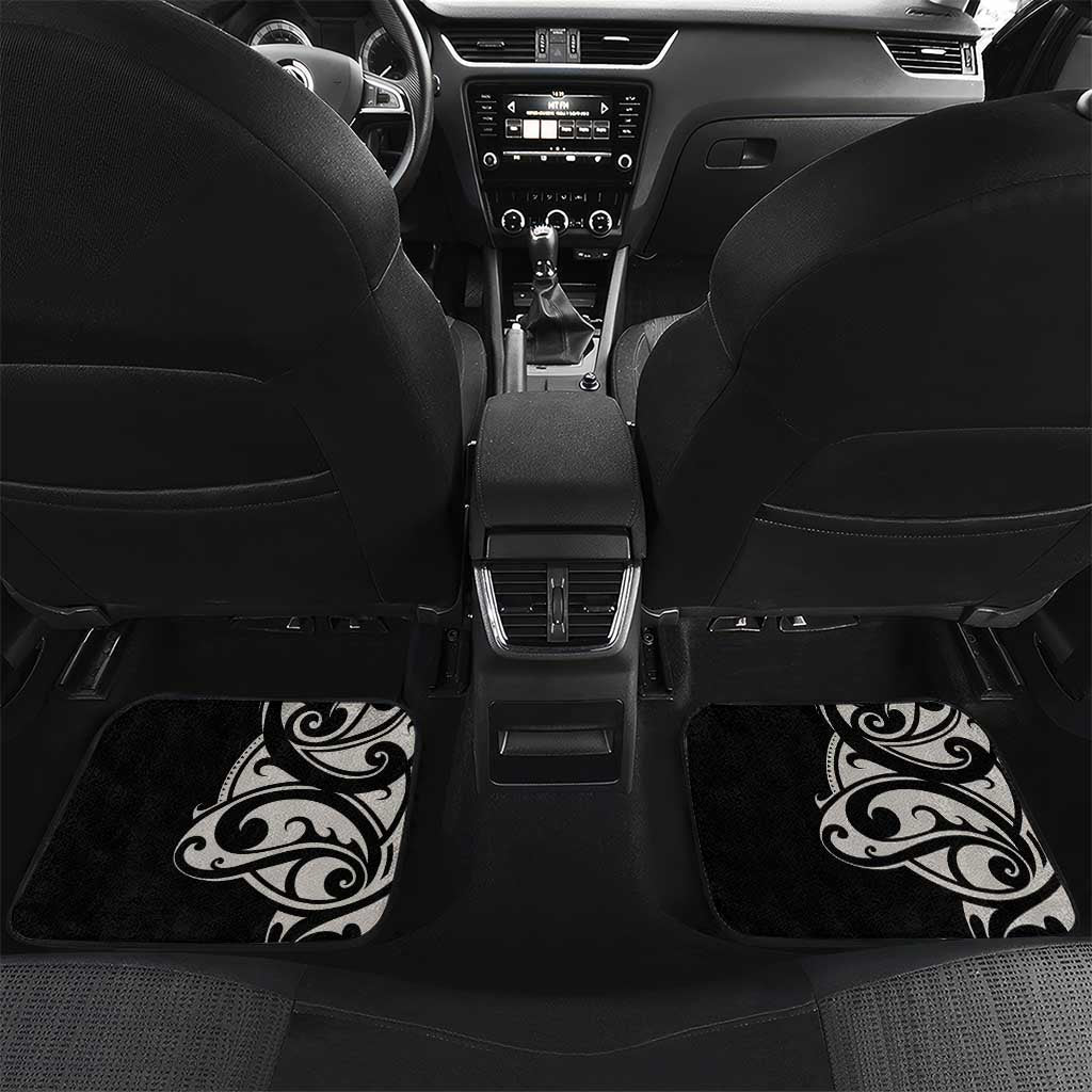 All Black Maori Tribal Tattoo Personalised Car Mats Stone Gray Polynesian Style - Polynesian Pride
