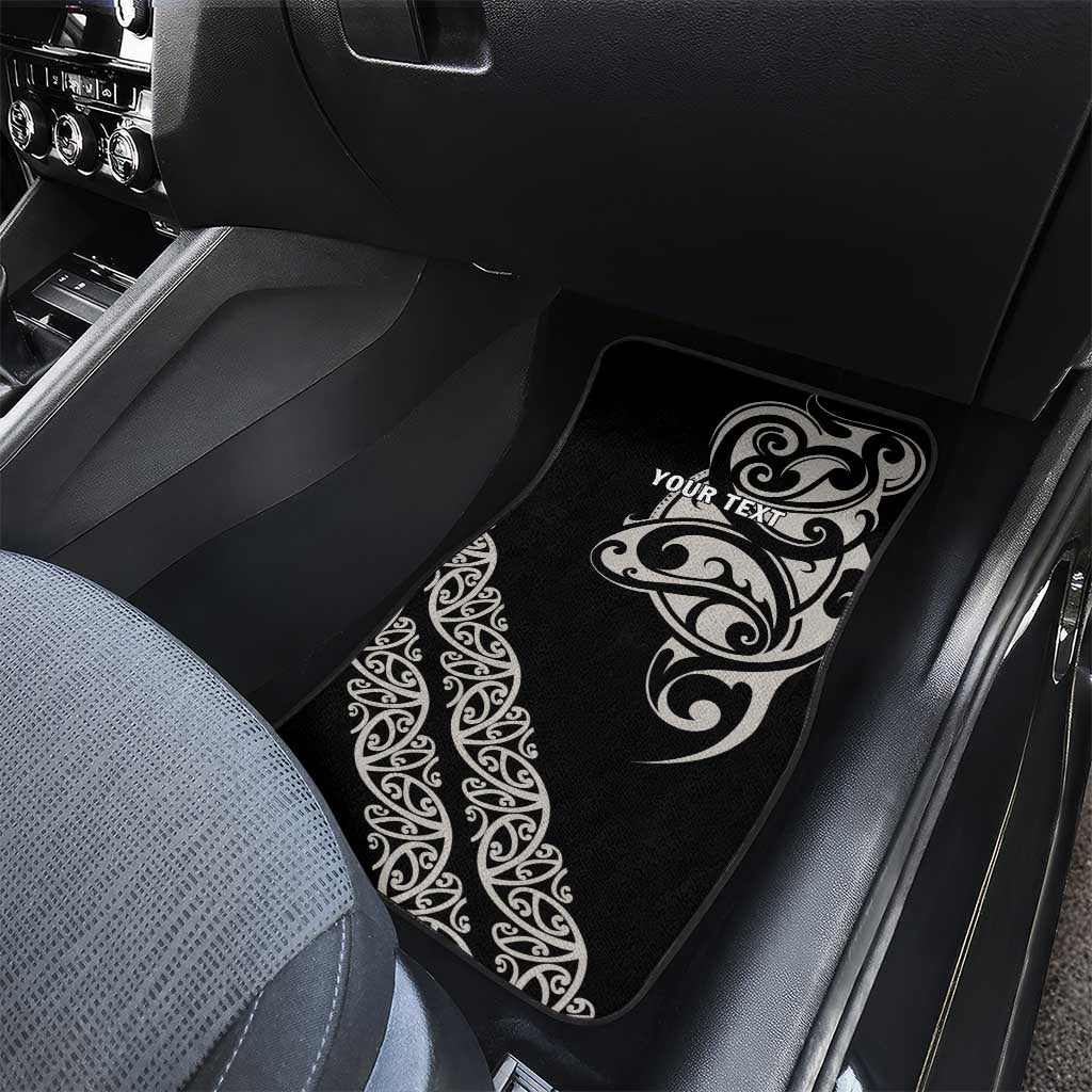 All Black Maori Tribal Tattoo Personalised Car Mats Stone Gray Polynesian Style - Polynesian Pride