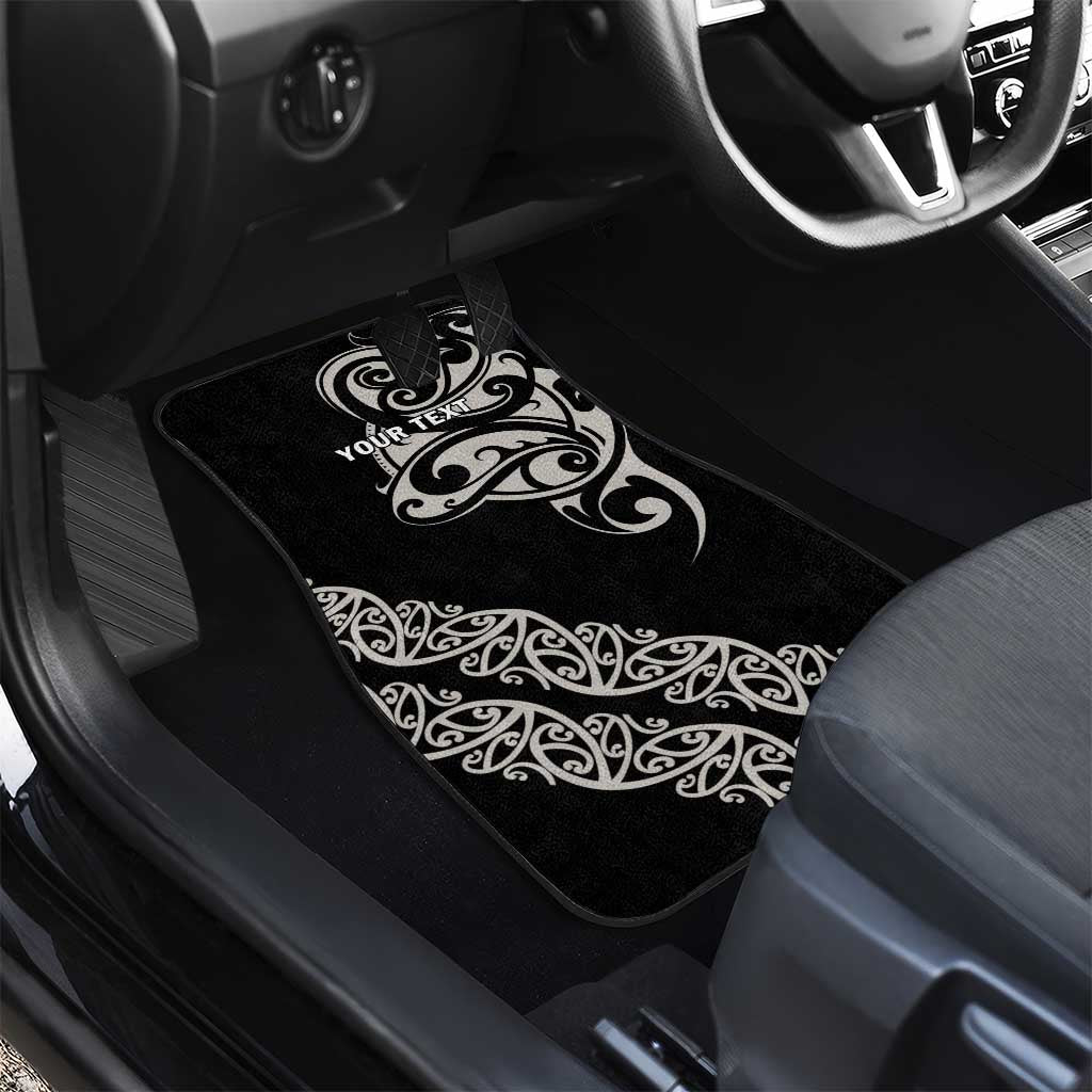 All Black Maori Tribal Tattoo Personalised Car Mats Stone Gray Polynesian Style - Polynesian Pride