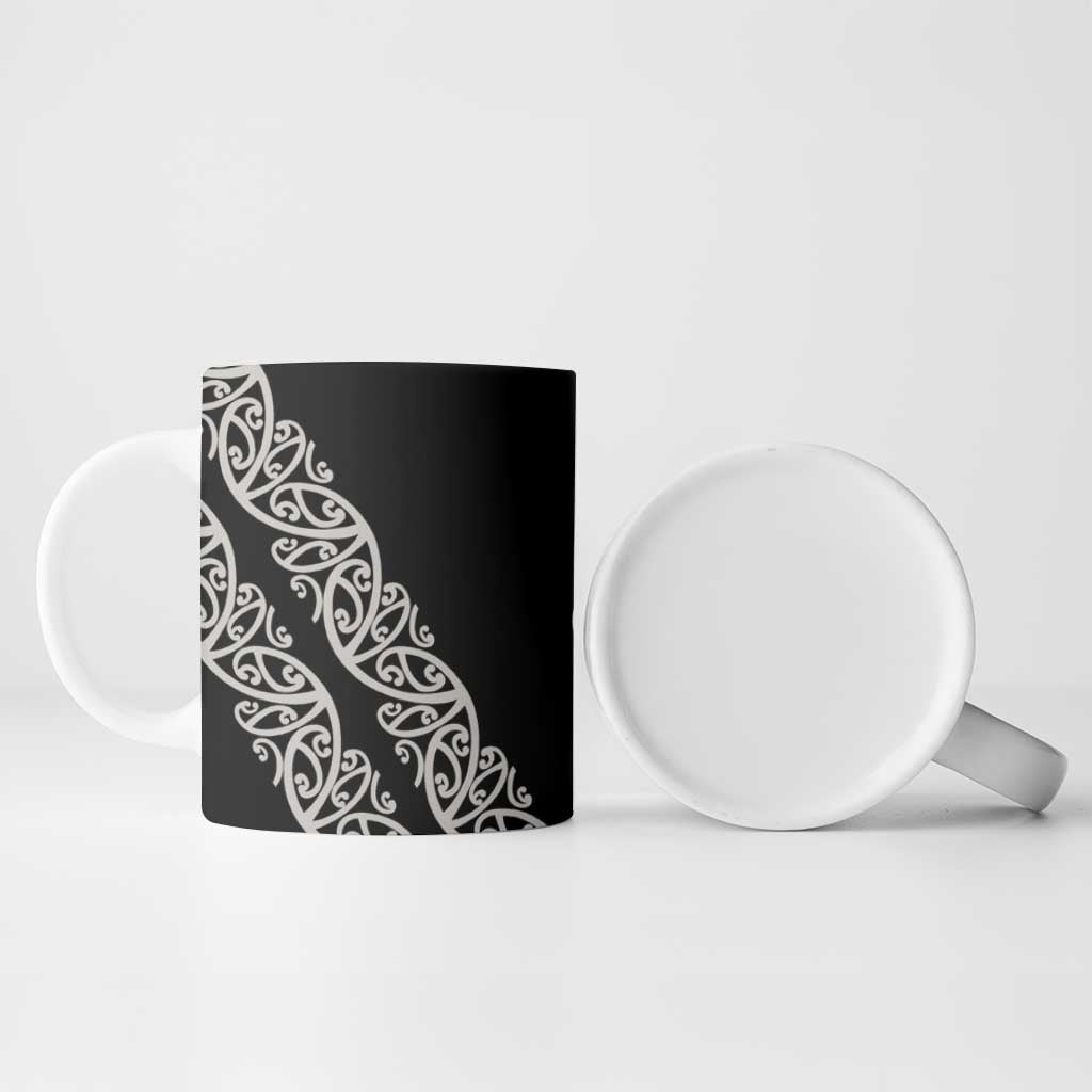 All Black Maori Tribal Tattoo Personalised Ceramic Mug Stone Gray Polynesian Style - Polynesian Pride