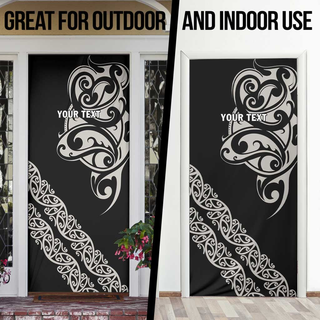 All Black Maori Tribal Tattoo Personalised Door Cover Stone Gray Polynesian Style - Polynesian Pride
