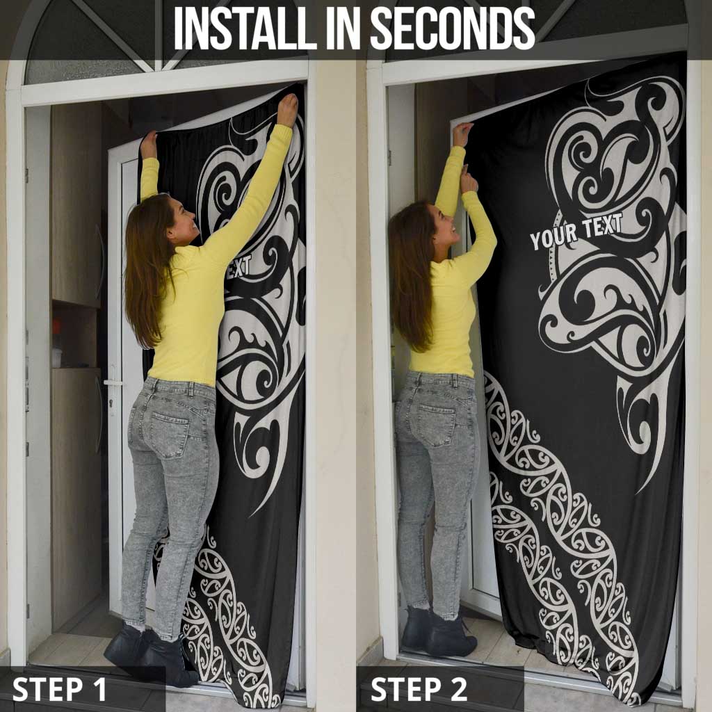 All Black Maori Tribal Tattoo Personalised Door Cover Stone Gray Polynesian Style - Polynesian Pride