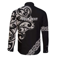 All Black Maori Tribal Tattoo Personalised Family Matching Long Sleeve Bodycon Dress and Hawaiian Shirt Stone Gray Polynesian Style - Polynesian Pride