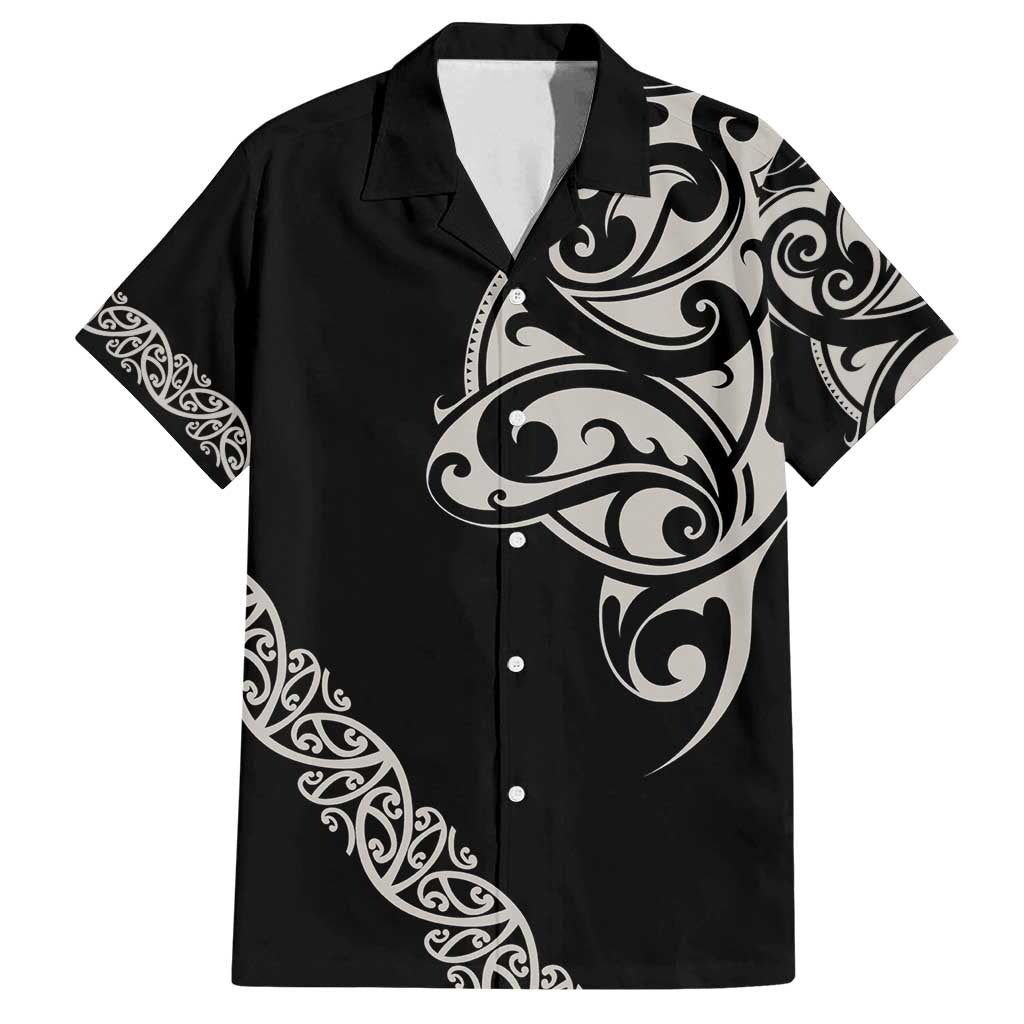 All Black Maori Tribal Tattoo Personalised Family Matching Tank Maxi Dress and Hawaiian Shirt Stone Gray Polynesian Style - Polynesian Pride
