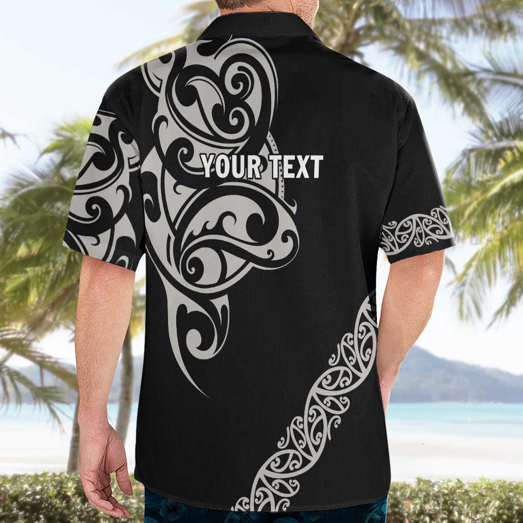All Black Maori Tribal Tattoo Personalised Hawaiian Shirt Stone Gray Polynesian Style - Polynesian Pride