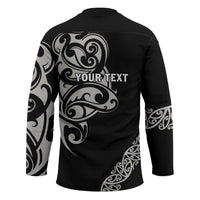 All Black Maori Tribal Tattoo Personalised Hockey Jersey Stone Gray Polynesian Style - Polynesian Pride