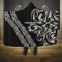 All Black Maori Tribal Tattoo Personalised Hooded Blanket Stone Gray Polynesian Style - Polynesian Pride