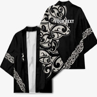 All Black Maori Tribal Tattoo Personalised Kimono Stone Gray Polynesian Style - Polynesian Pride