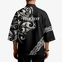 All Black Maori Tribal Tattoo Personalised Kimono Stone Gray Polynesian Style - Polynesian Pride