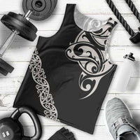All Black Maori Tribal Tattoo Personalised Men Tank Top Stone Gray Polynesian Style - Polynesian Pride