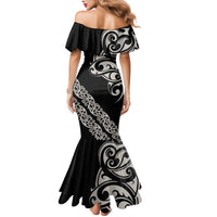 All Black Maori Tribal Tattoo Personalised Mermaid Dress Stone Gray Polynesian Style - Polynesian Pride