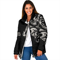 All Black Maori Tribal Tattoo Personalised Padded Jacket Stone Gray Polynesian Style - Polynesian Pride