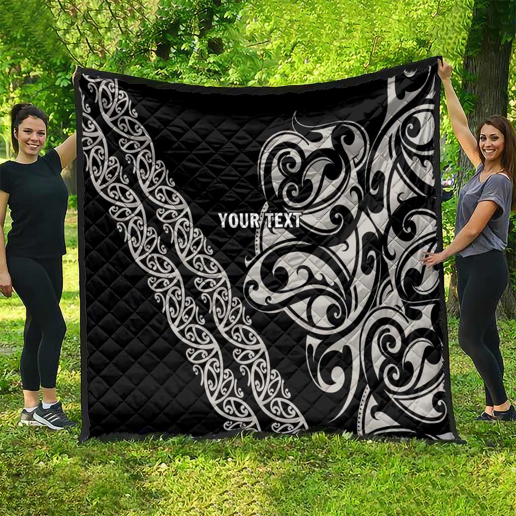 All Black Maori Tribal Tattoo Personalised Quilt Stone Gray Polynesian Style - Polynesian Pride