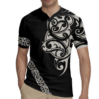 All Black Maori Tribal Tattoo Personalised Rugby Jersey Stone Gray Polynesian Style - Polynesian Pride