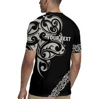 All Black Maori Tribal Tattoo Personalised Rugby Jersey Stone Gray Polynesian Style - Polynesian Pride