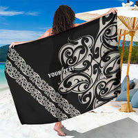 All Black Maori Tribal Tattoo Personalised Sarong Stone Gray Polynesian Style - Polynesian Pride