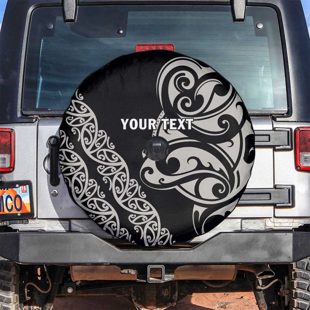 All Black Maori Tribal Tattoo Personalised Spare Tire Cover Stone Gray Polynesian Style - Polynesian Pride