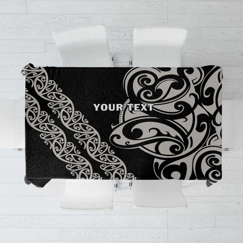 All Black Maori Tribal Tattoo Personalised Tablecloth Stone Gray Polynesian Style - Polynesian Pride