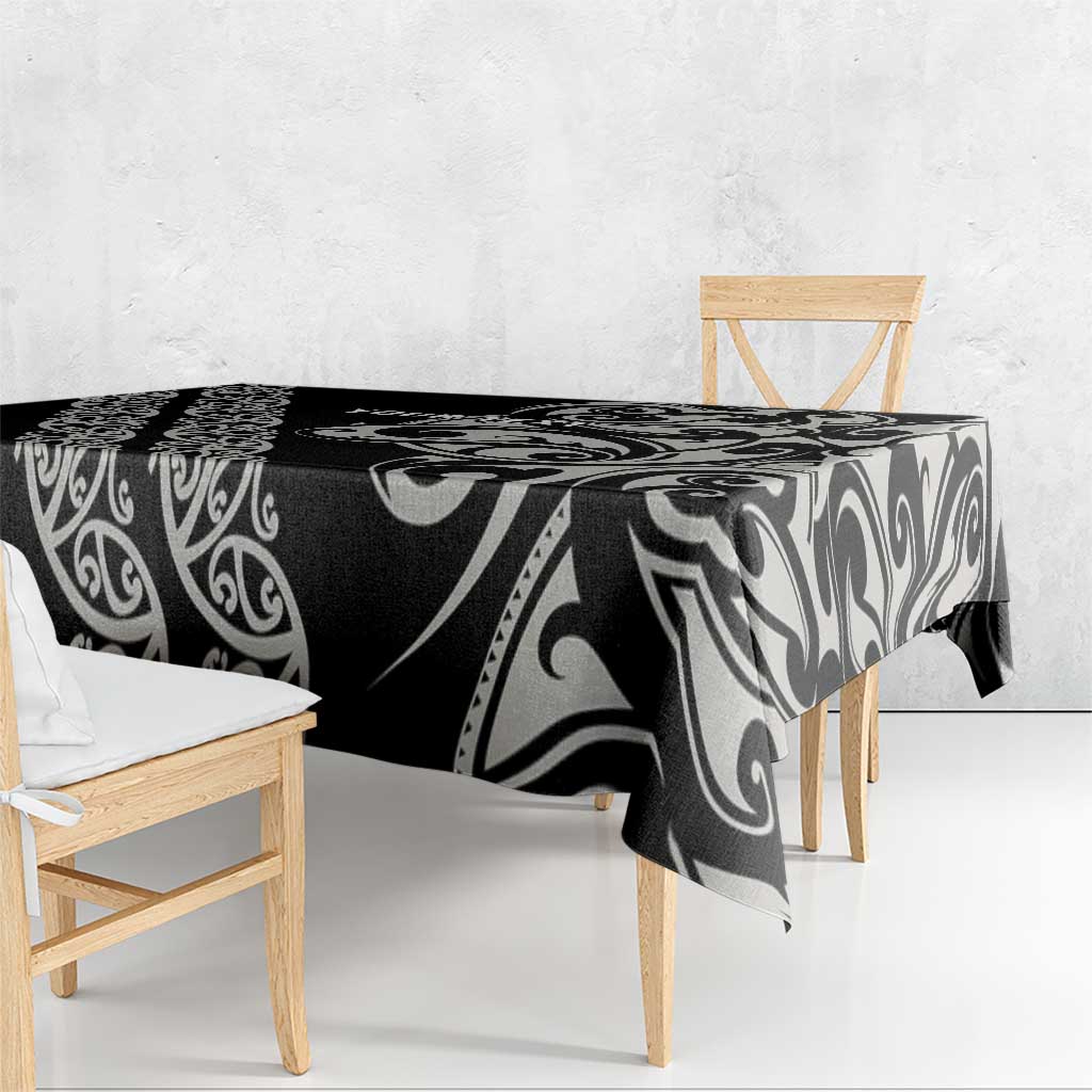 All Black Maori Tribal Tattoo Personalised Tablecloth Stone Gray Polynesian Style - Polynesian Pride