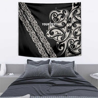 All Black Maori Tribal Tattoo Personalised Tapestry Stone Gray Polynesian Style - Polynesian Pride