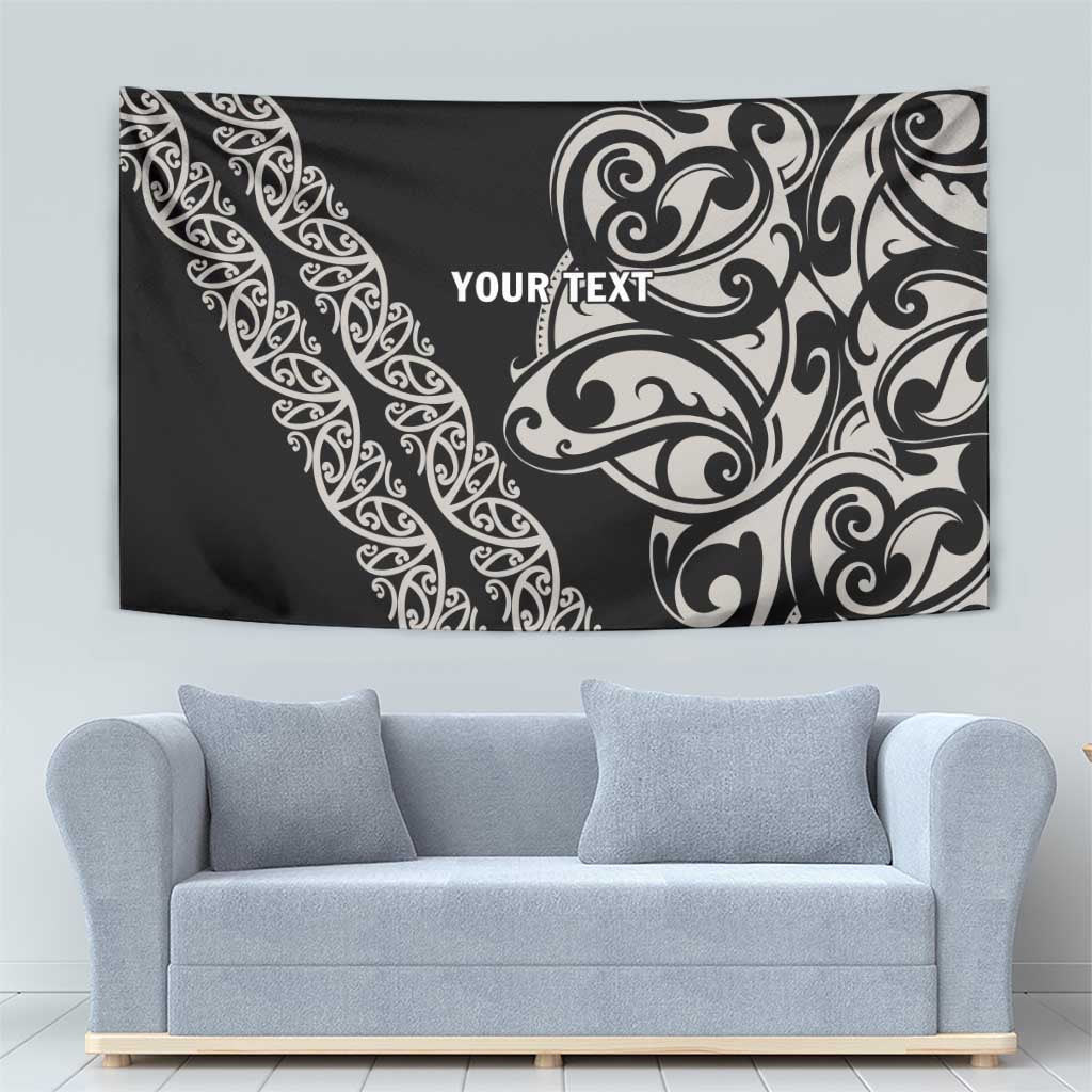 All Black Maori Tribal Tattoo Personalised Tapestry Stone Gray Polynesian Style - Polynesian Pride