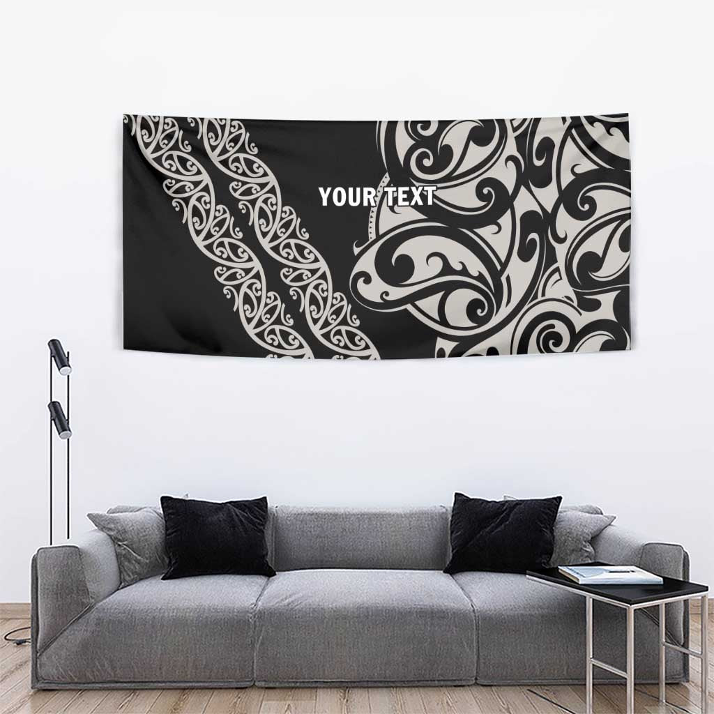 All Black Maori Tribal Tattoo Personalised Tapestry Stone Gray Polynesian Style - Polynesian Pride