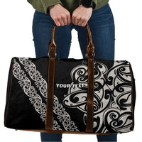 All Black Maori Tribal Tattoo Personalised Travel Bag Stone Gray Polynesian Style - Polynesian Pride