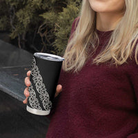 All Black Maori Tribal Tattoo Personalised Tumbler Cup Stone Gray Polynesian Style - Polynesian Pride