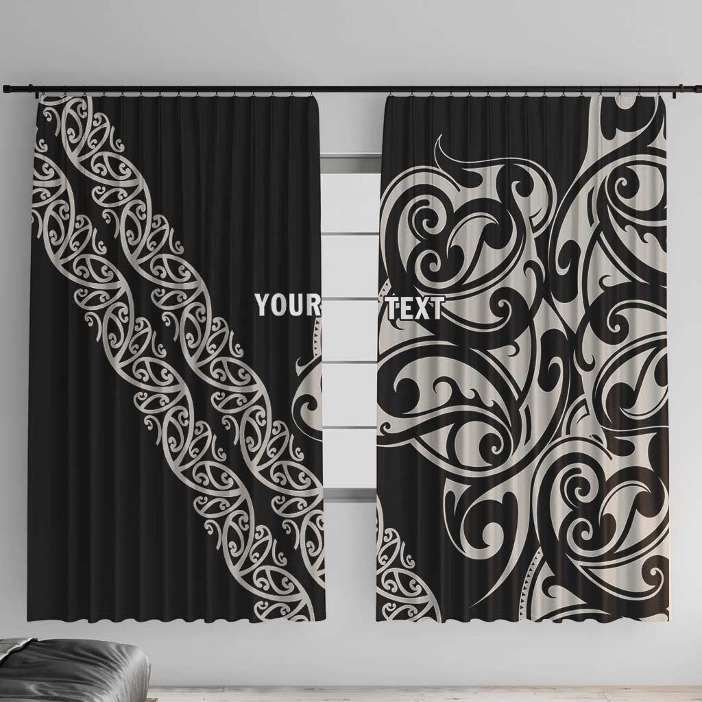 All Black Maori Tribal Tattoo Personalised Window Curtain Stone Gray Polynesian Style - Polynesian Pride