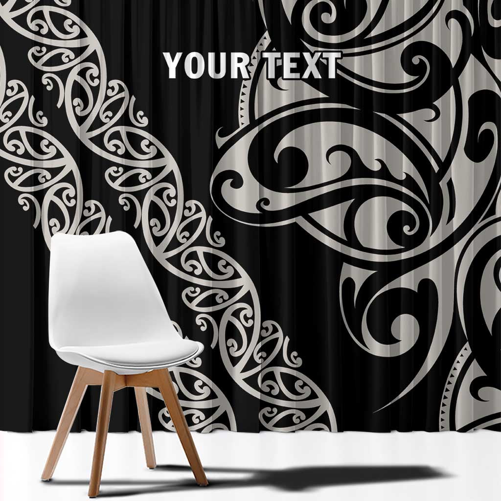 All Black Maori Tribal Tattoo Personalised Window Curtain Stone Gray Polynesian Style - Polynesian Pride